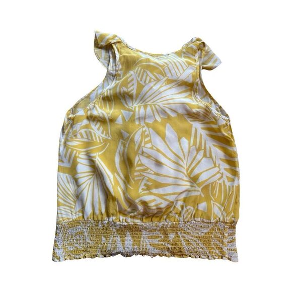 Karen Kane Yellow Mustard Tropics Ruffle Sleeveless Blouse Size Large - Picture 7 of 10